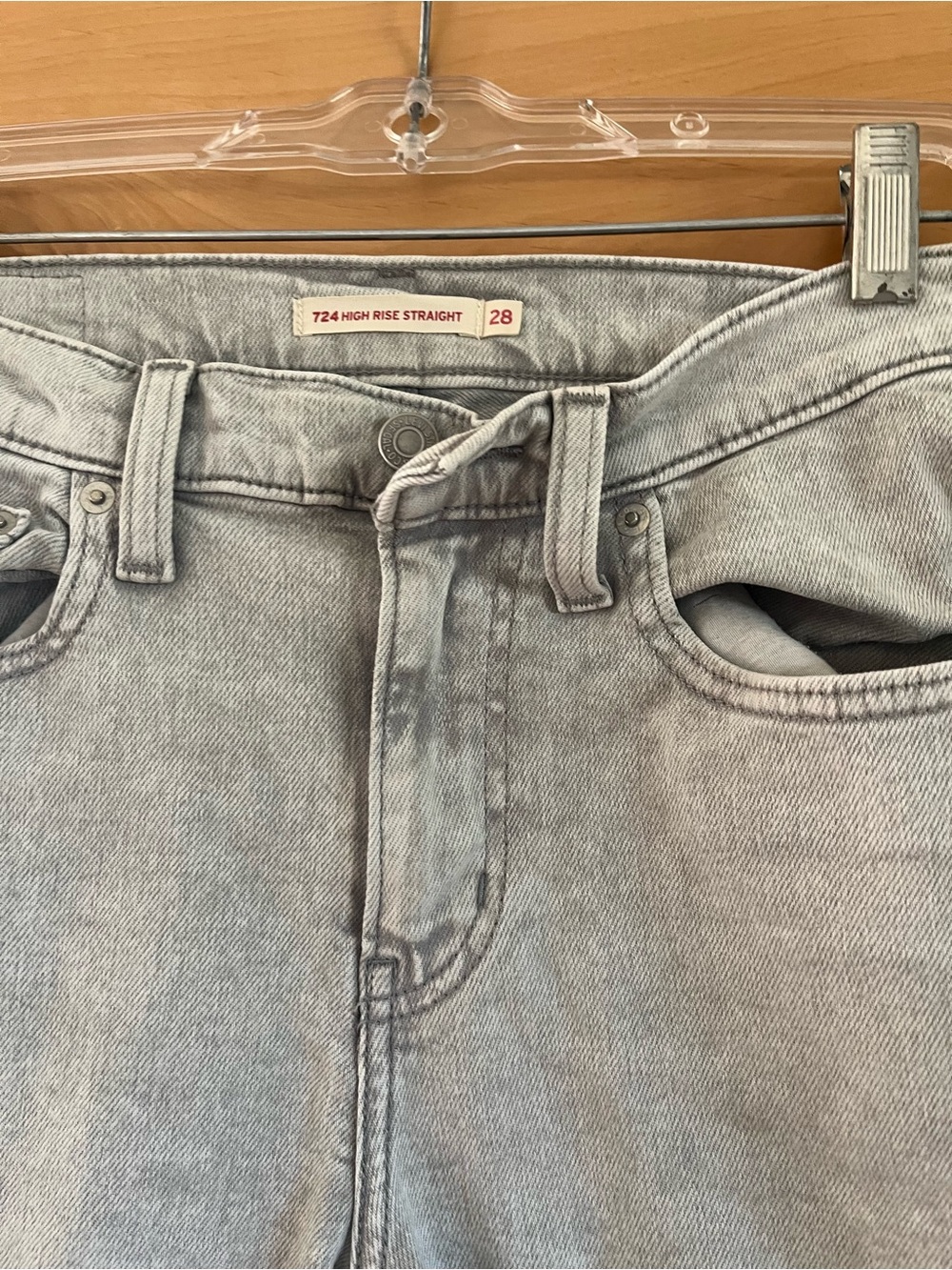 Levi's 724 High-Rise Straight Jeans — Light Gray Wash
